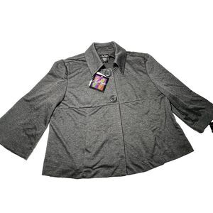 Russell Kemp Womens‎ Size XL Dark Gray 3/4 Sleeve Short Jacket Shirt - NWT